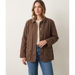 Vintage Brown Utility Chore Barn Jacket Womens Medium Cotton Canvas Coat